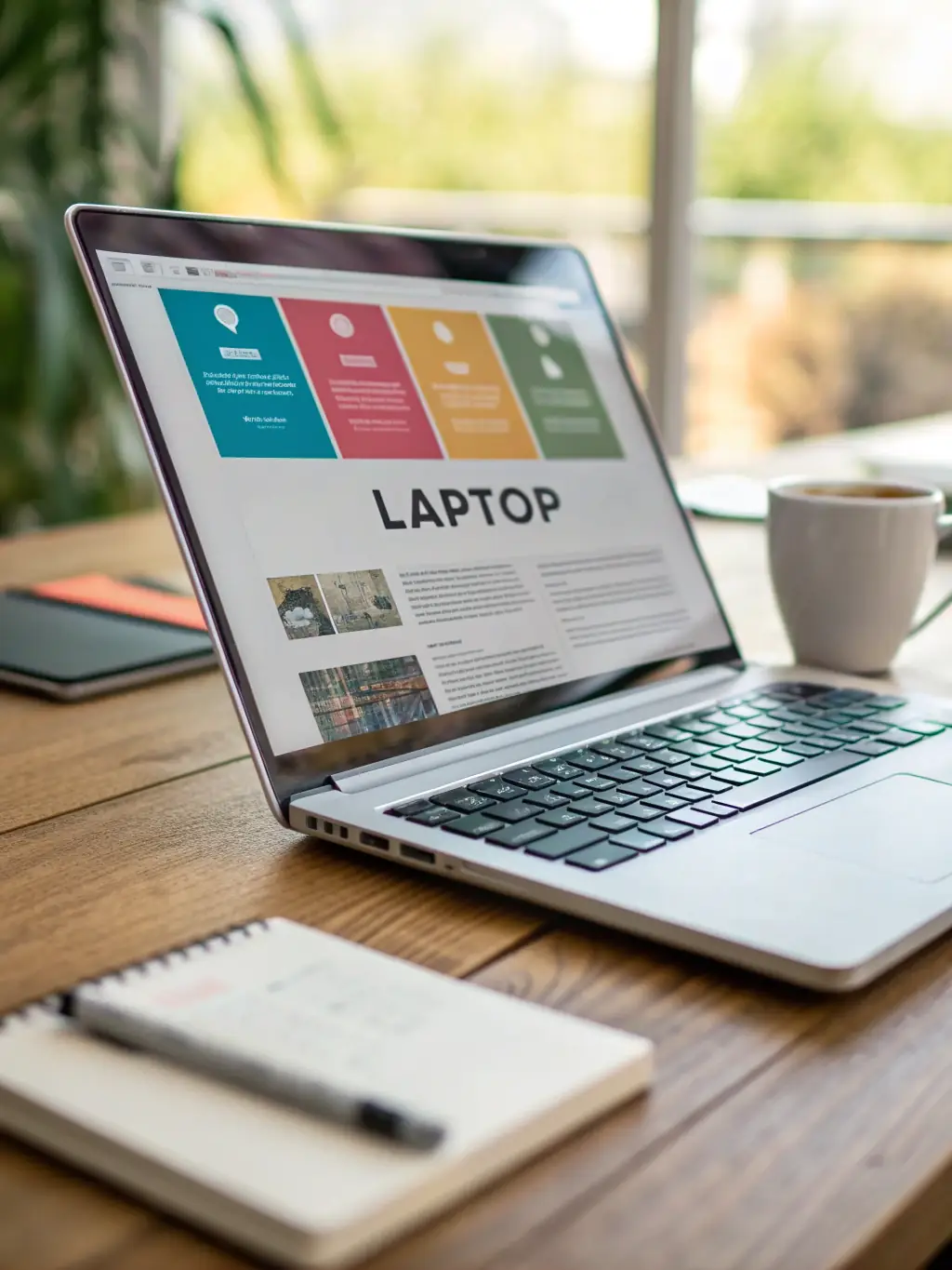 A modern laptop displaying a sleek, responsive website on its screen, highlighting design and functionality, used in the context of showcasing Dimple Web Services' website development capabilities.