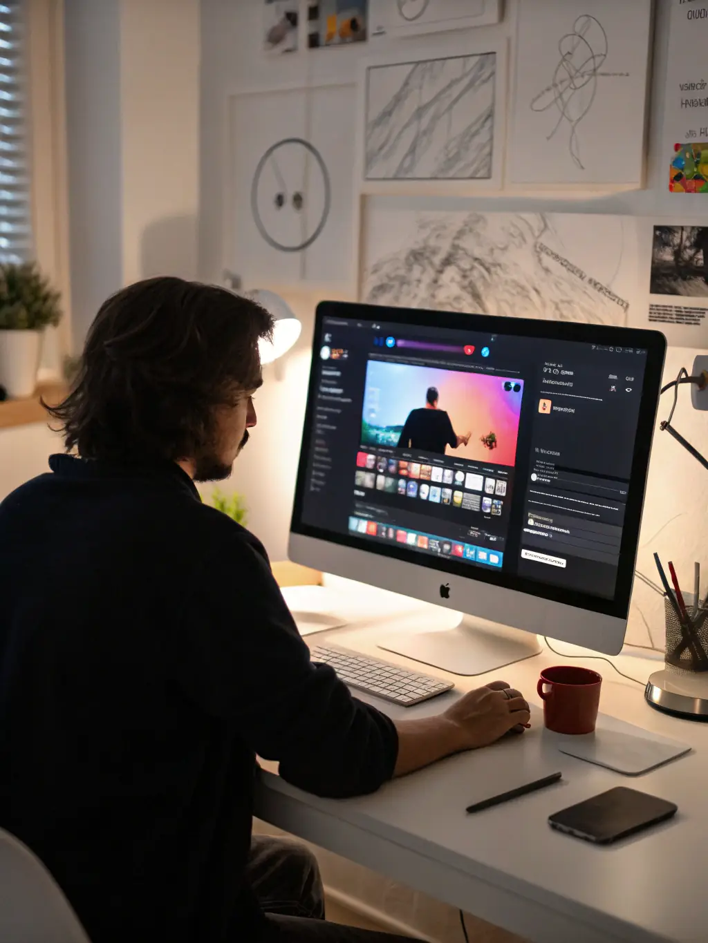 A designer working on a creative website layout on a digital tablet, showcasing artistic and user-centric design, used to illustrate Dimple Web Services' custom web design service.