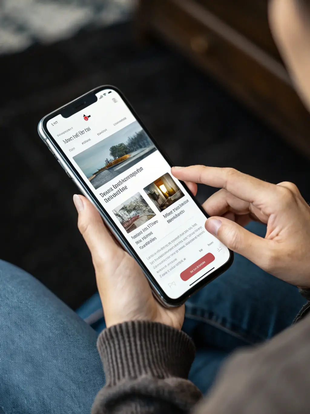 A mobile phone displaying a mobile-optimized website, emphasizing the importance of responsive design for Dimple Web Services' clients.