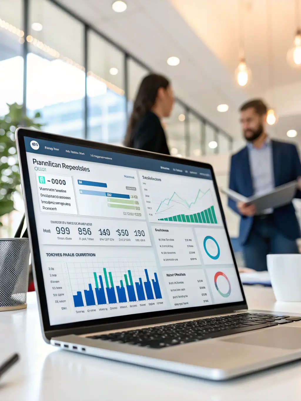 An image of a dashboard displaying CRM analytics and customer data, illustrating integration capabilities, used to represent Dimple Web Services' CRM integration service.